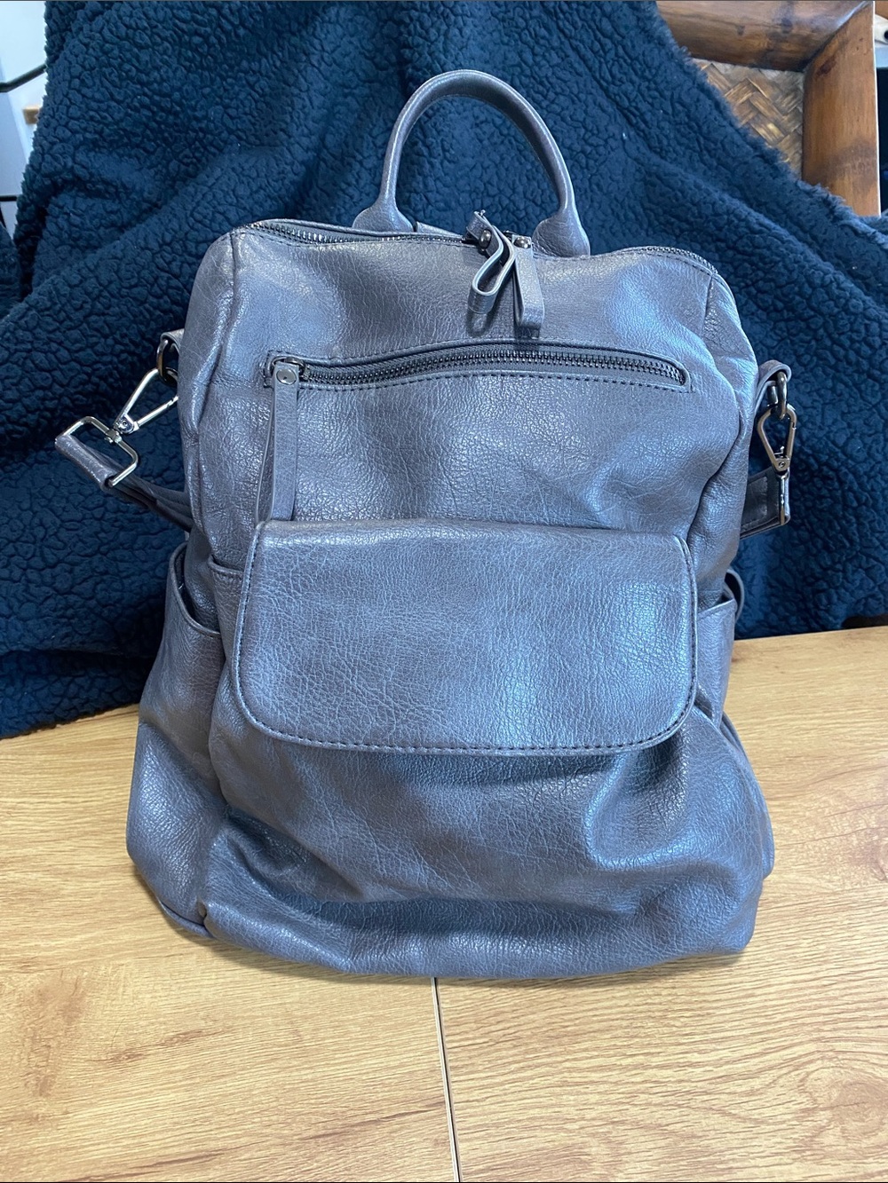 MMS Design Studio Navy and Gray Patterned Handbag Interior